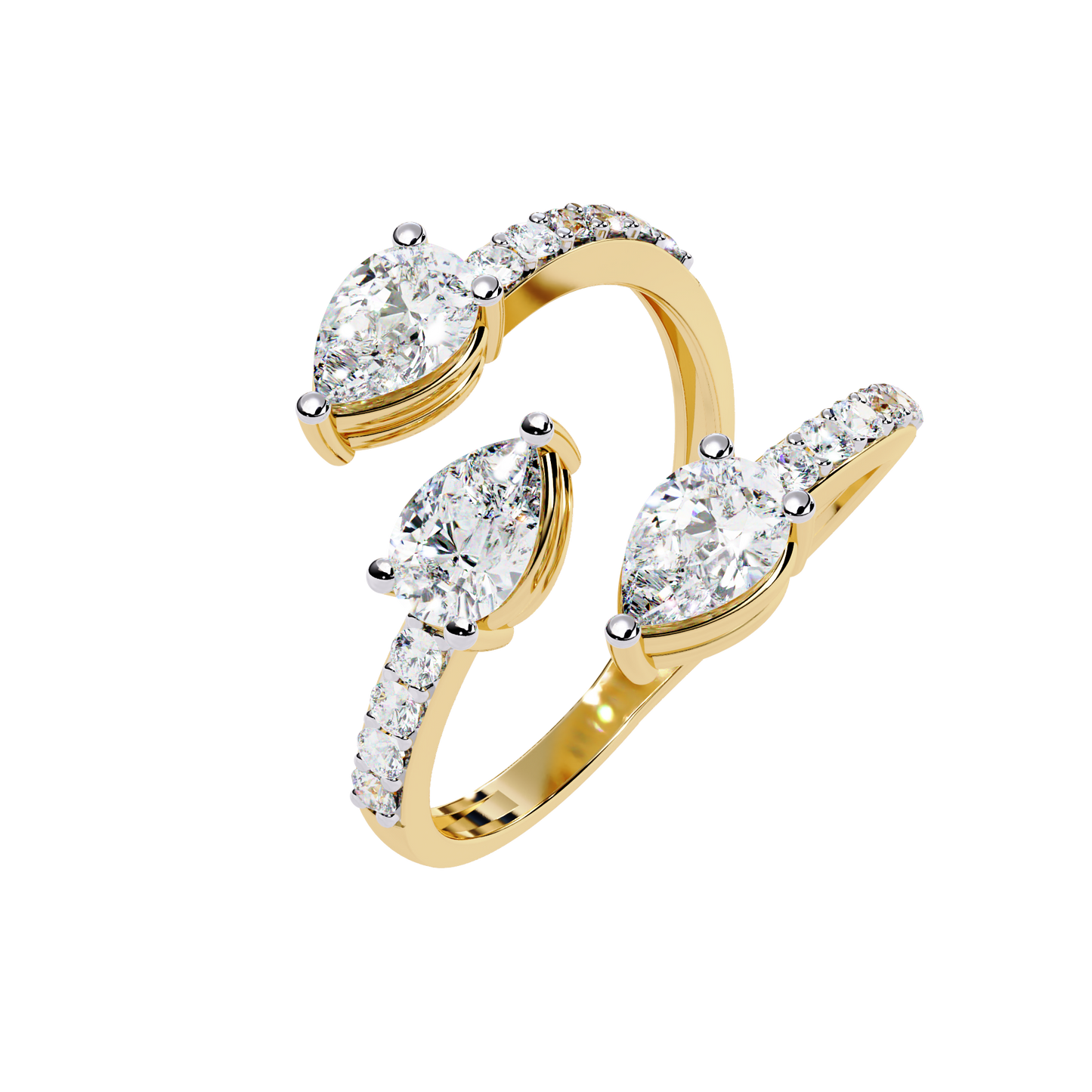 serpentina pear lab grown diamond ring