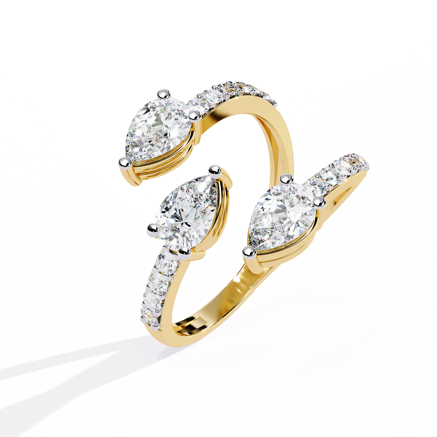 serpentina pear lab grown diamond ring
