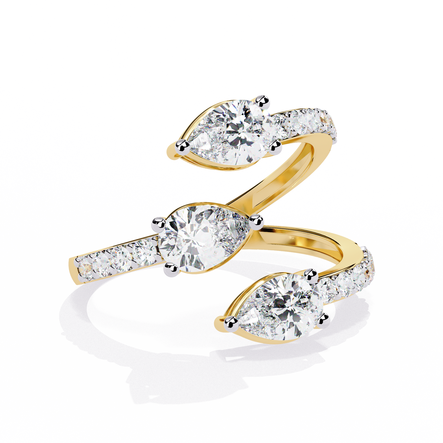 serpentina pear lab grown diamond ring
