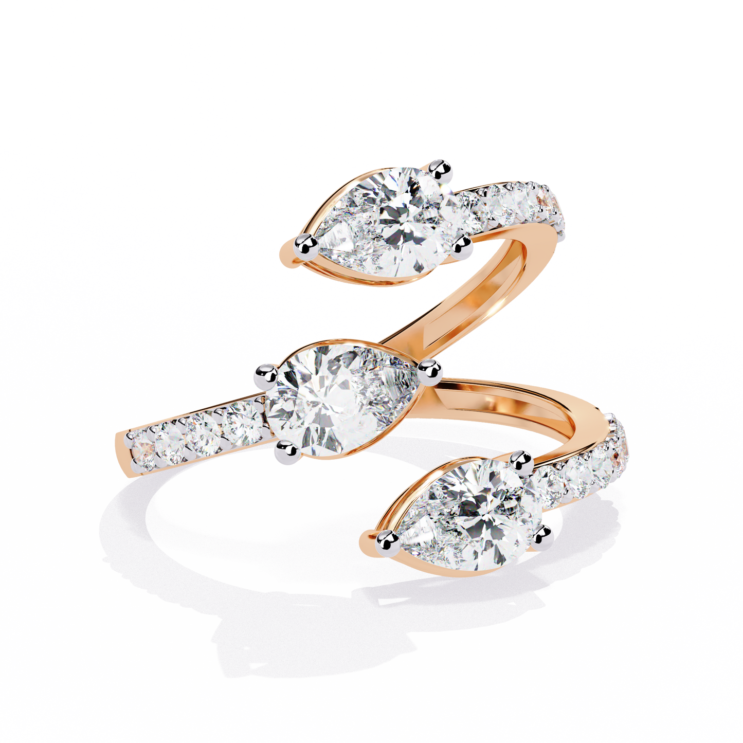 serpentina pear lab grown diamond ring