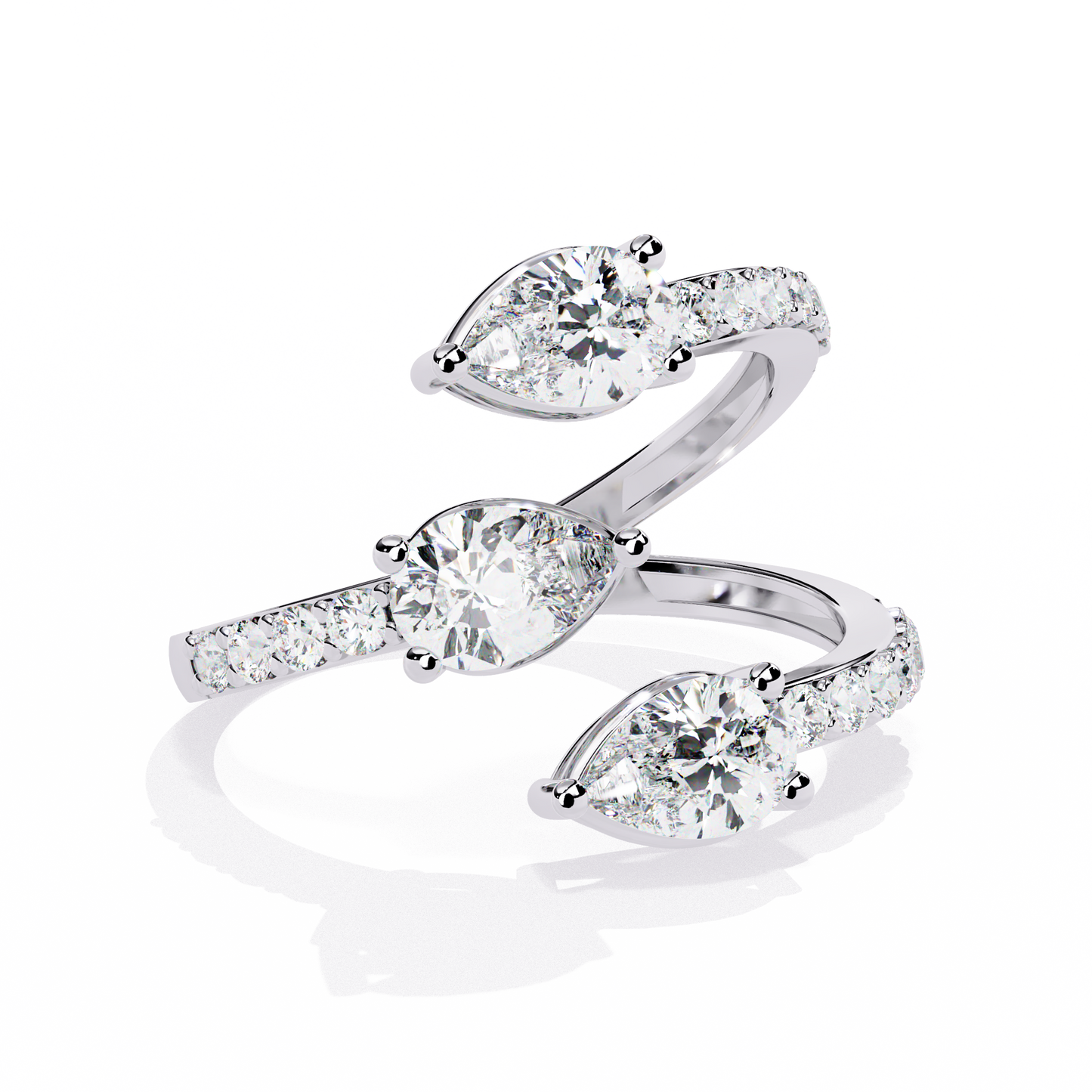 serpentina pear lab grown diamond ring