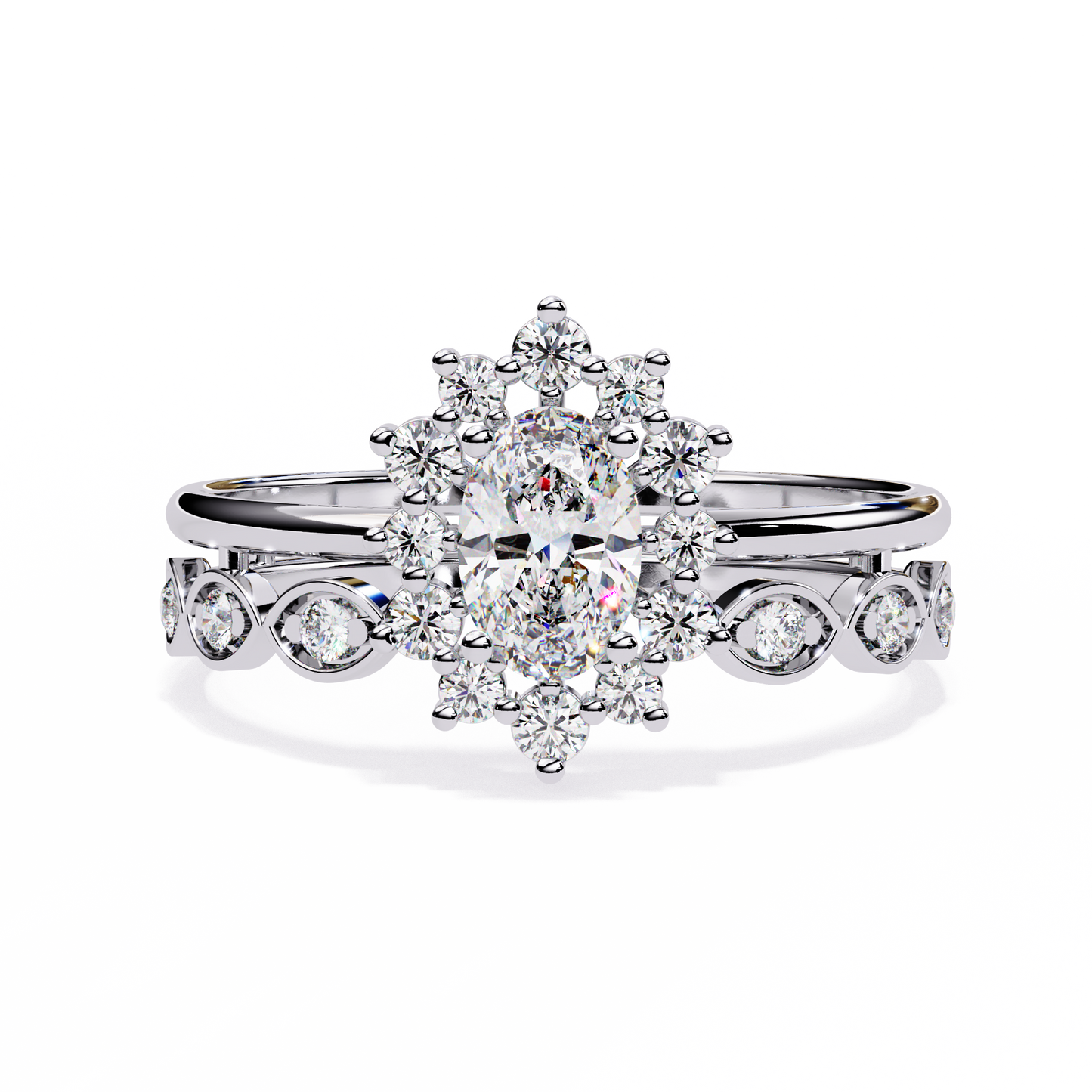 sunburst halo lab grown diamond ring