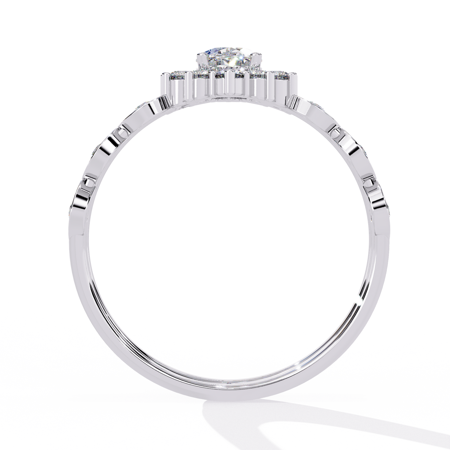sunburst halo lab grown diamond ring