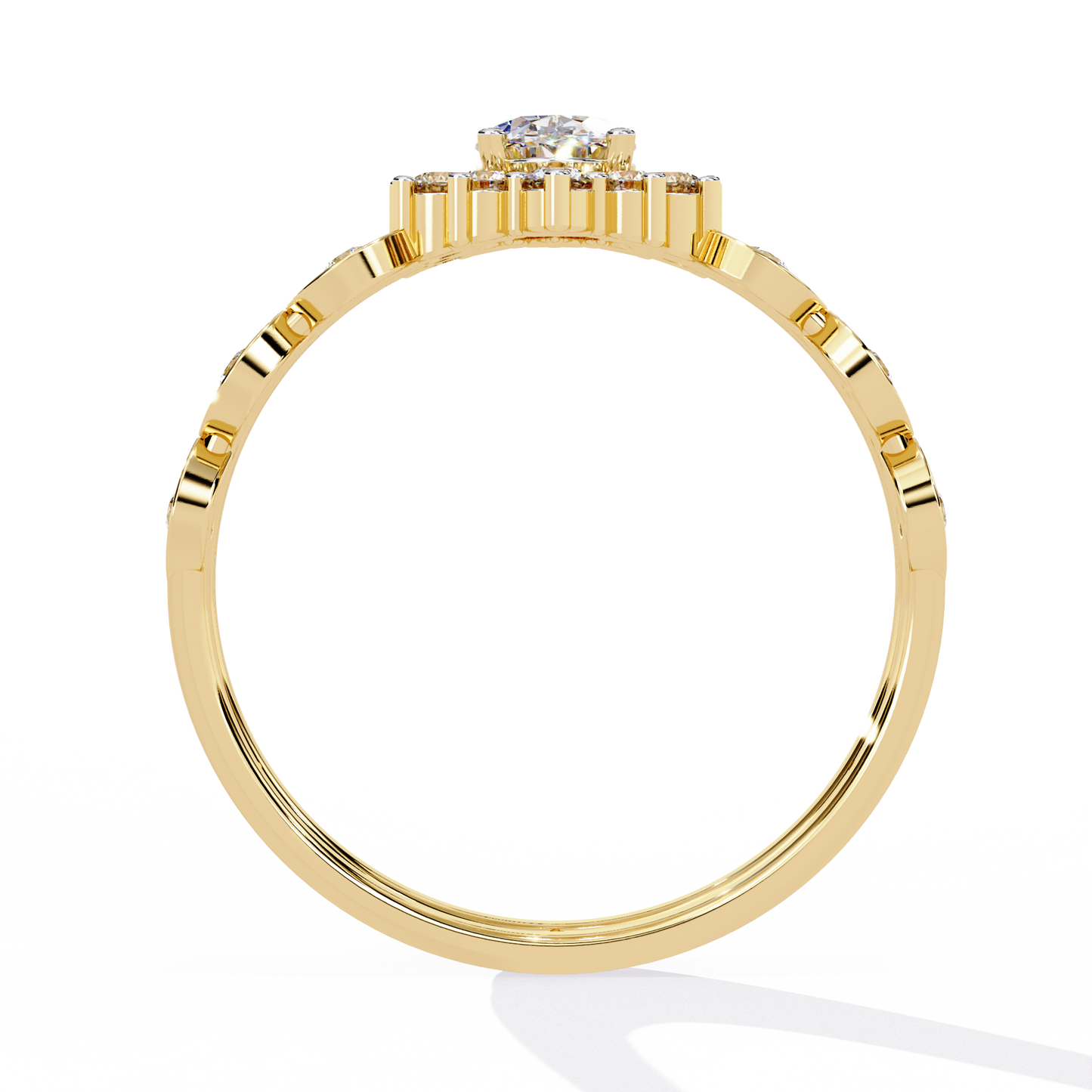 sunburst halo lab grown diamond ring