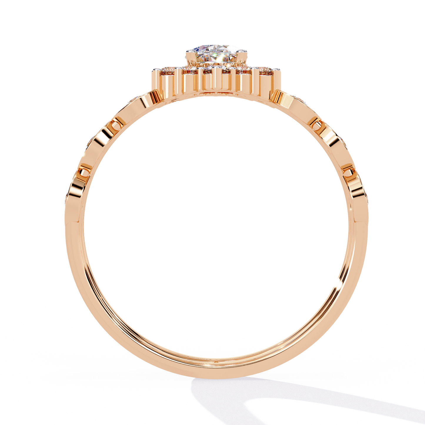 sunburst halo lab grown diamond ring