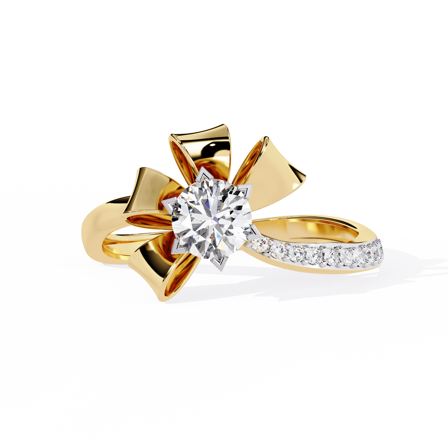 ribbon bloom lab grown diamond ring