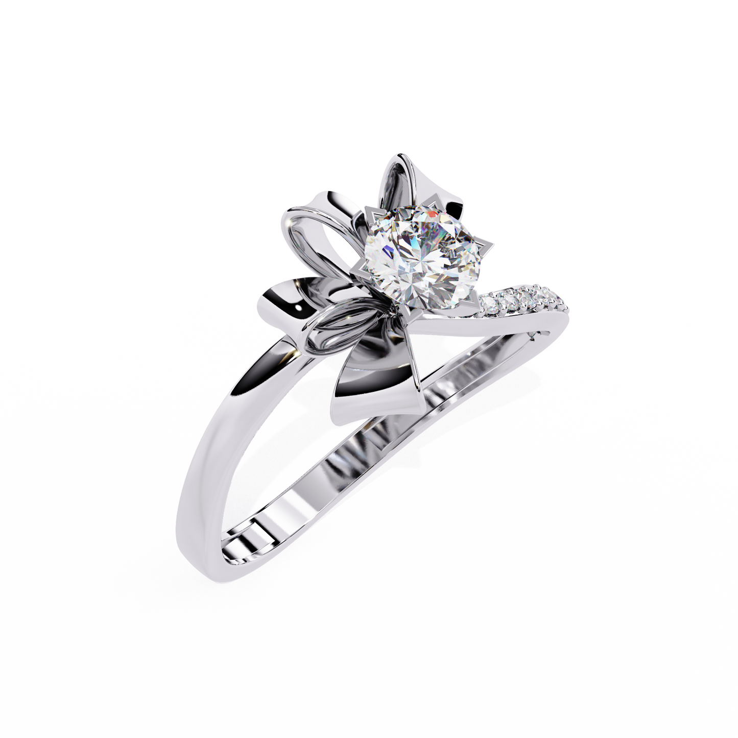 ribbon bloom lab grown diamond ring