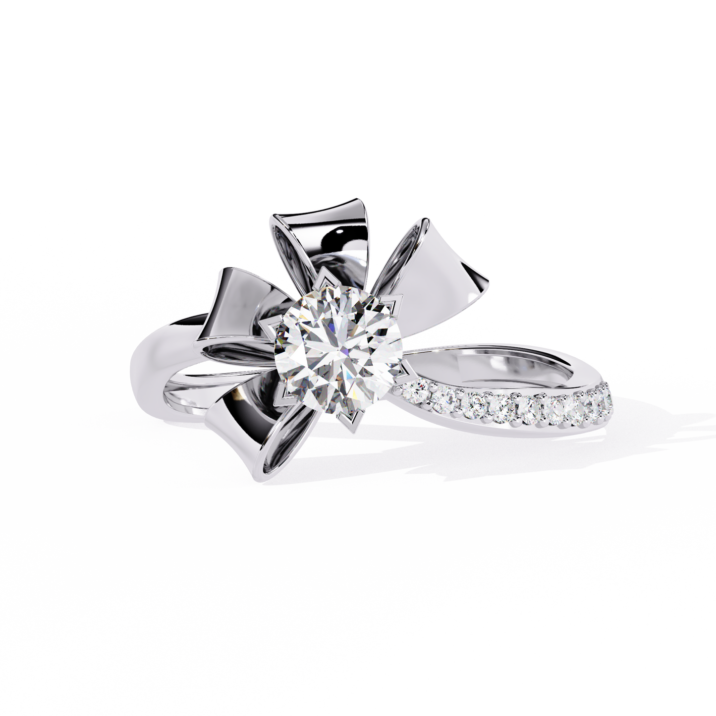 ribbon bloom lab grown diamond ring