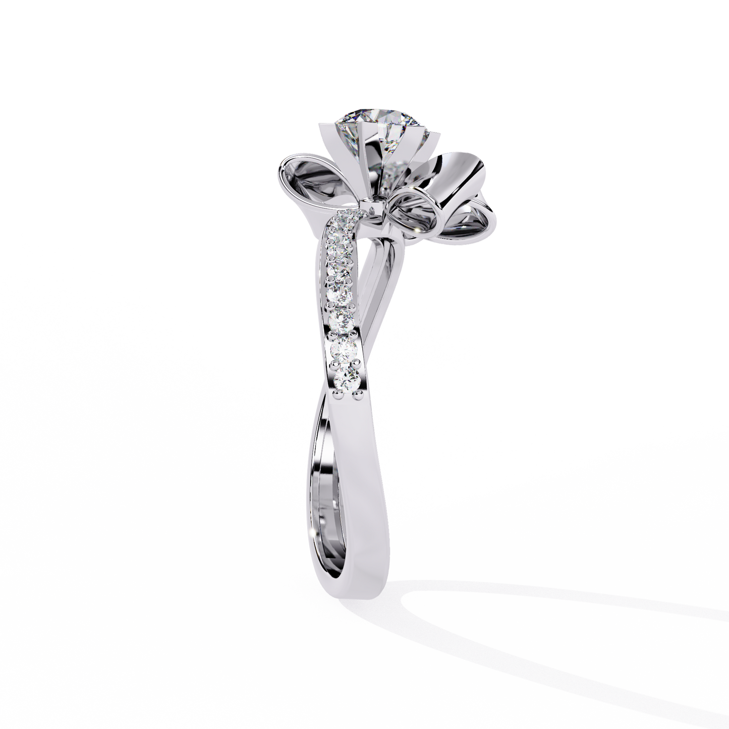 ribbon bloom lab grown diamond ring