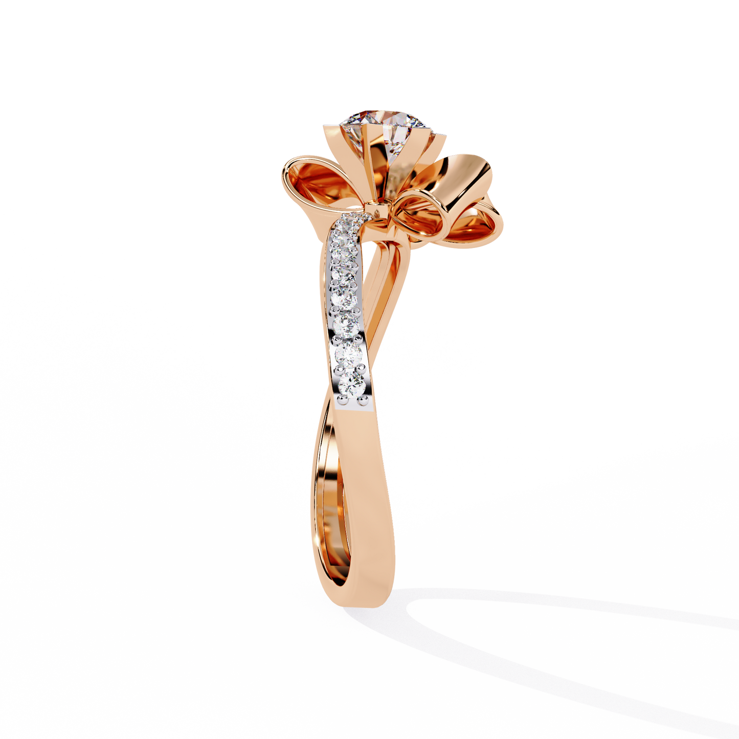 ribbon bloom lab grown diamond ring
