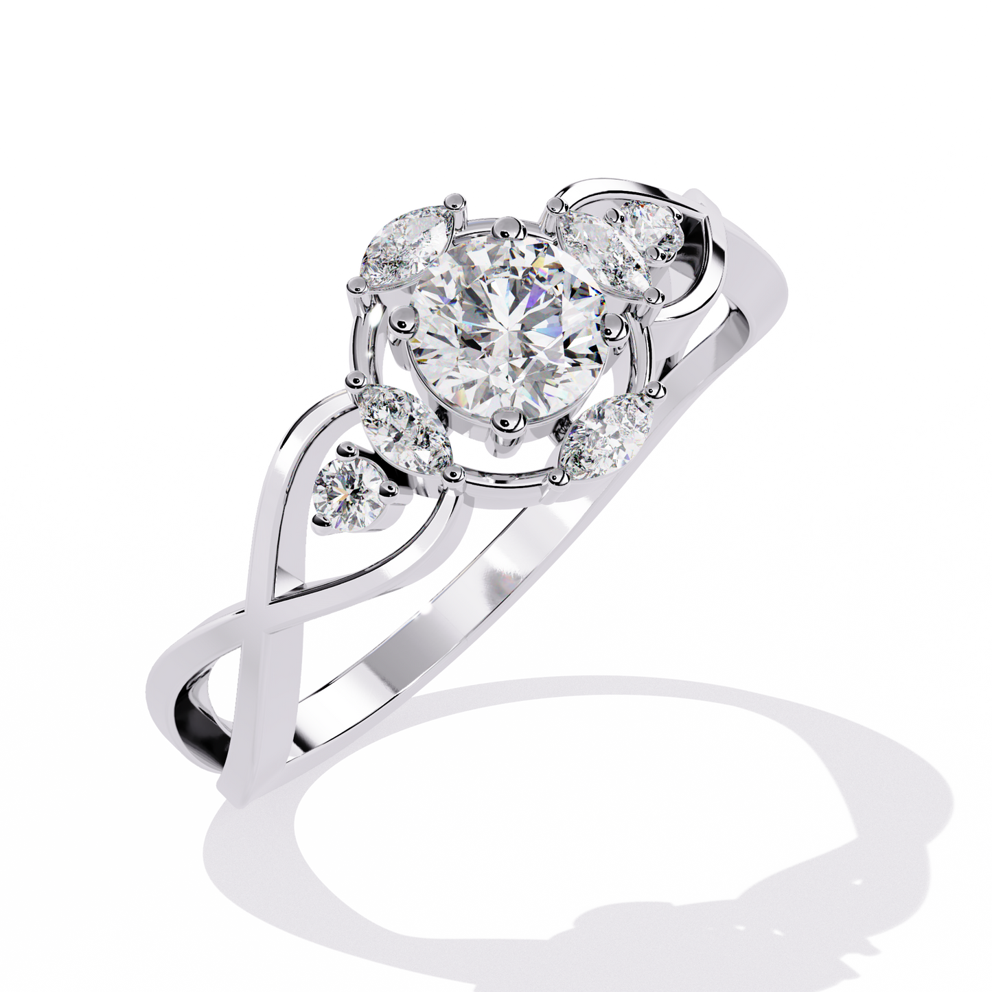 infinity petal lab grown diamond ring
