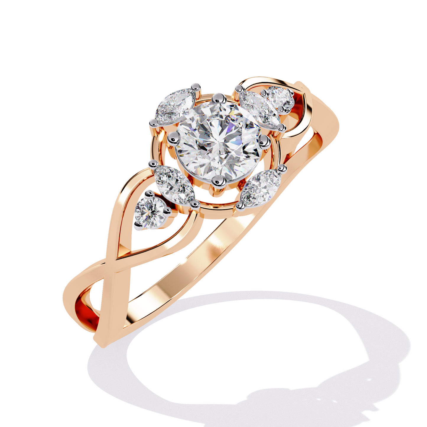 infinity petal lab grown diamond ring