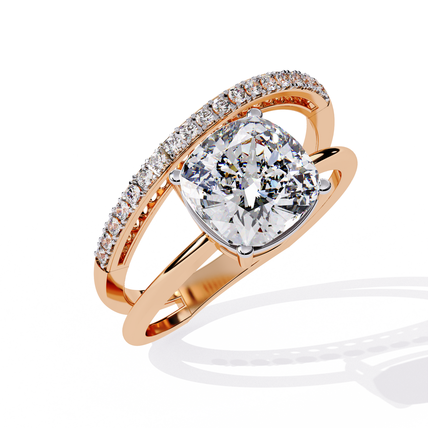 ascent cushion lab grown diamond ring