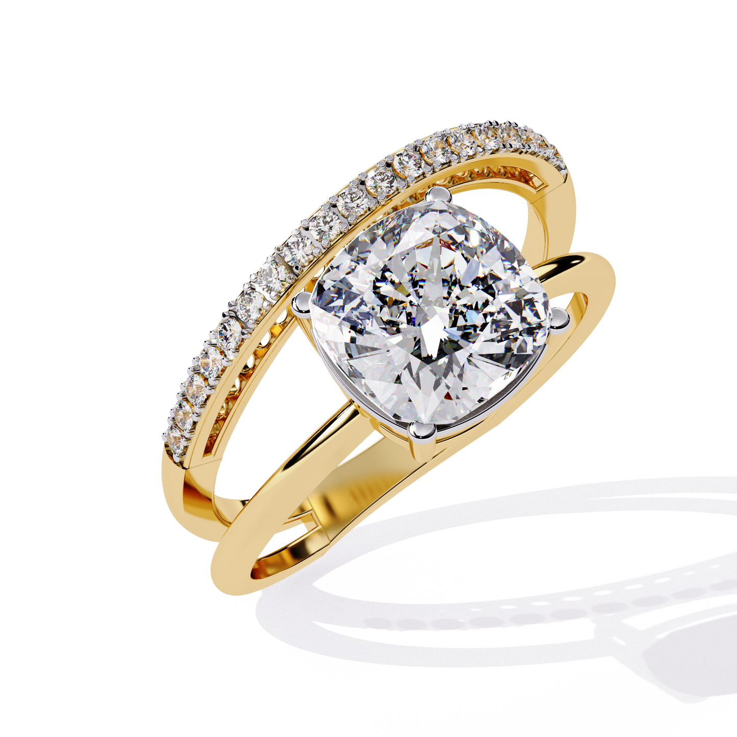 ascent cushion lab grown diamond ring