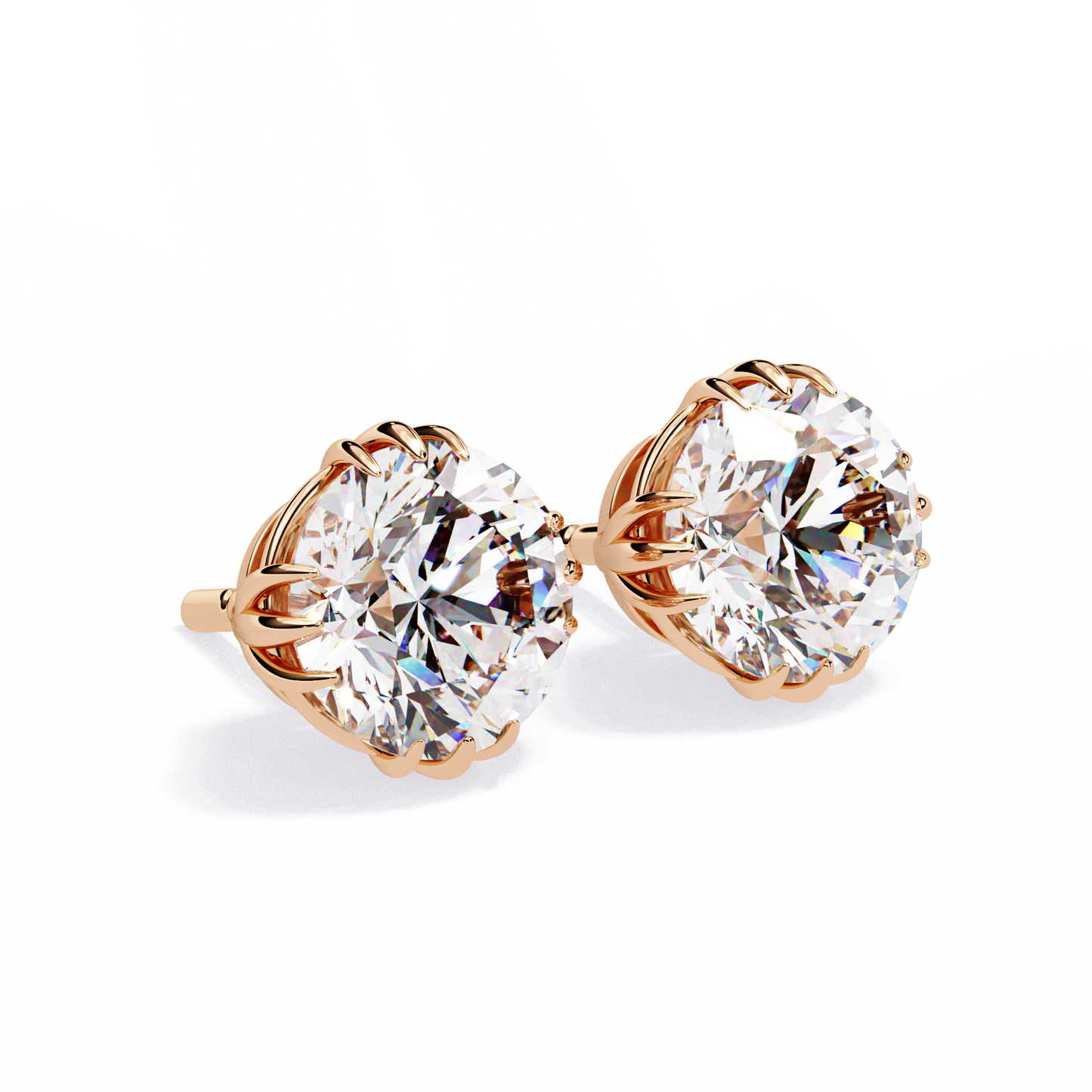 sunlit bloom round lab grown diamond earrings