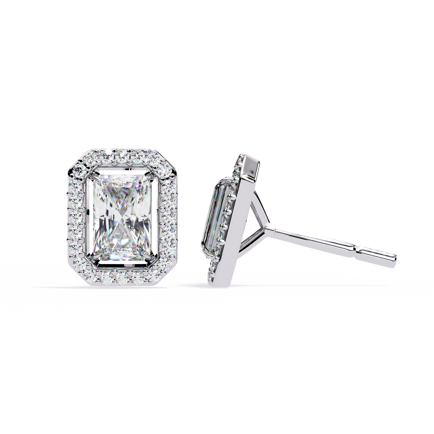 gatsby emerald halo lab grown diamond studs