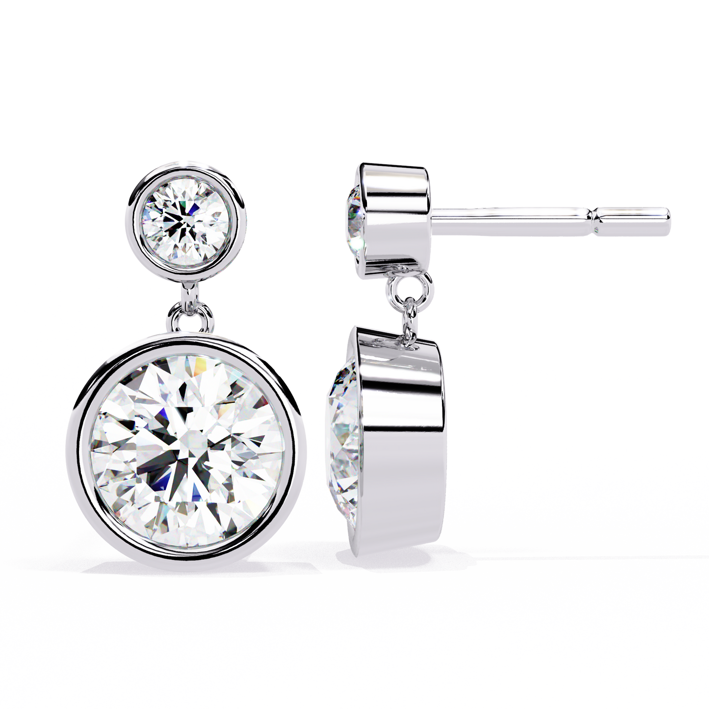 aura double bezel drop lab grown diamond studs