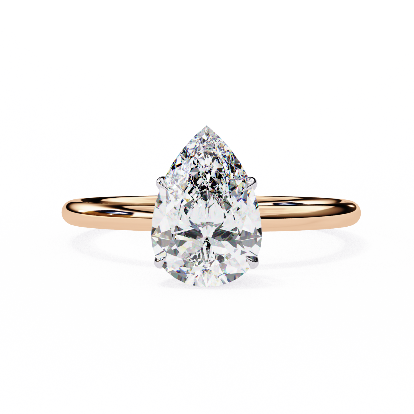 pear shape lab grown diamond solitaire ring