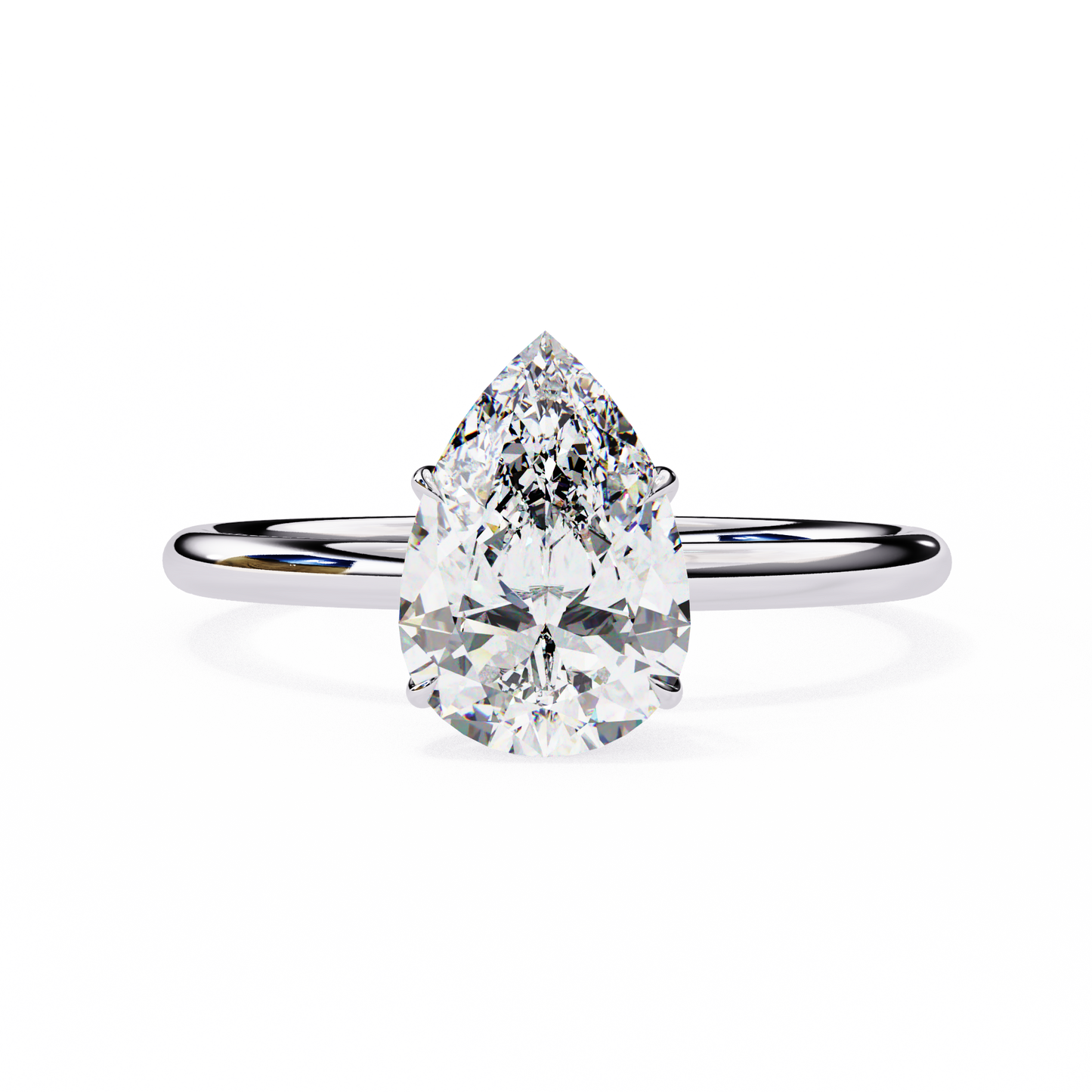 pear shape lab grown diamond solitaire ring