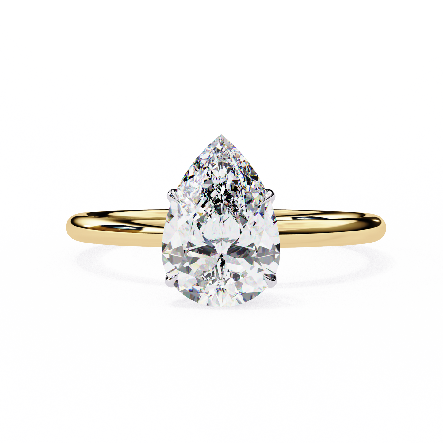 pear shape lab grown diamond solitaire ring