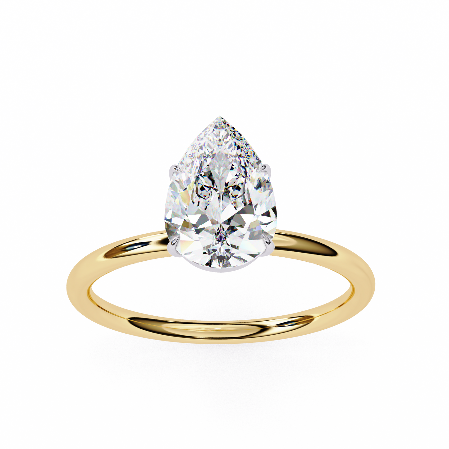 pear shape lab grown diamond solitaire ring
