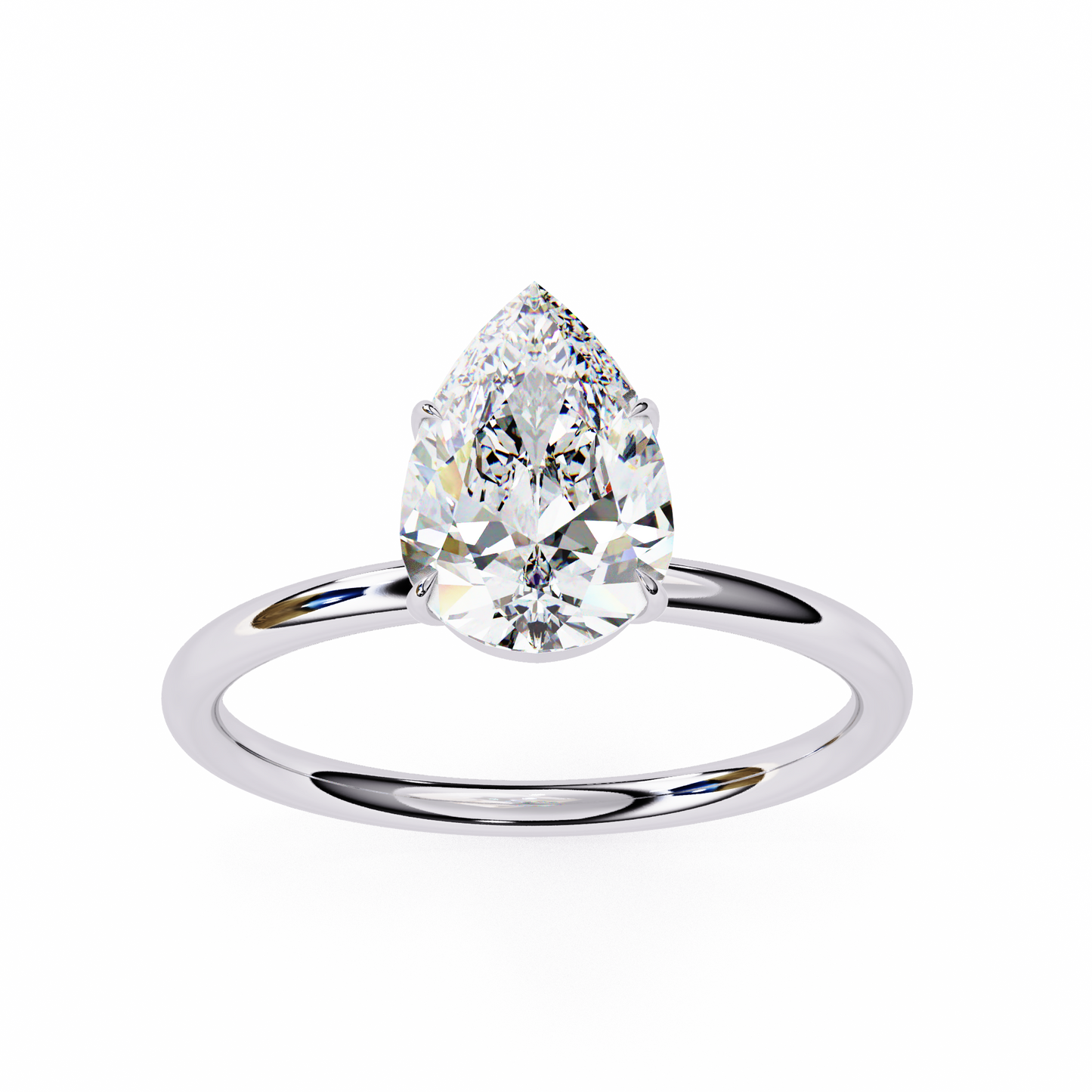 pear shape lab grown diamond solitaire ring
