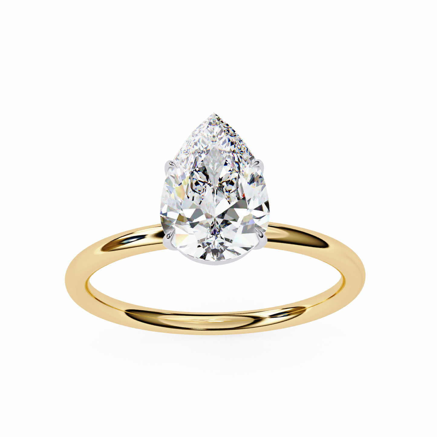 pear shape lab grown diamond solitaire ring