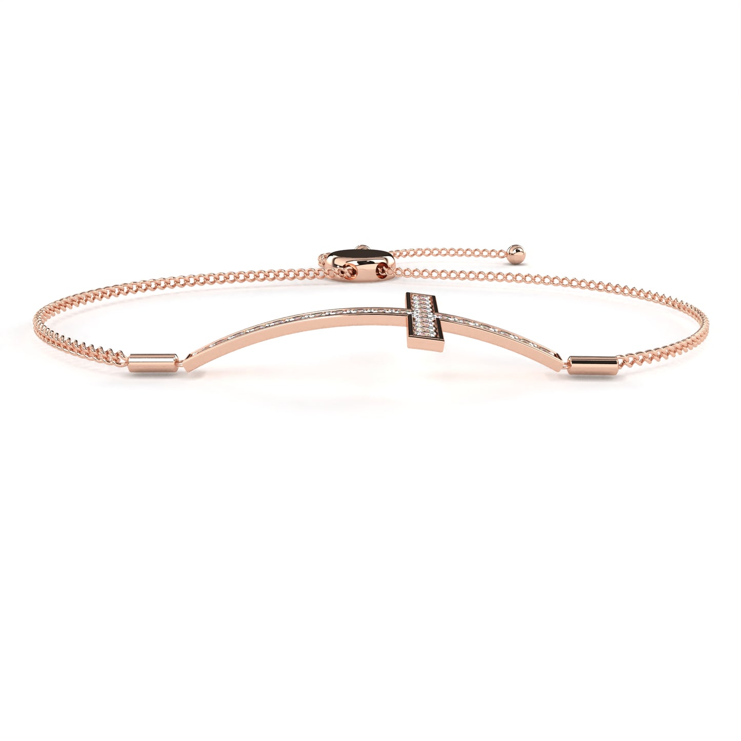 graceful cross lab grown diamond bracelet