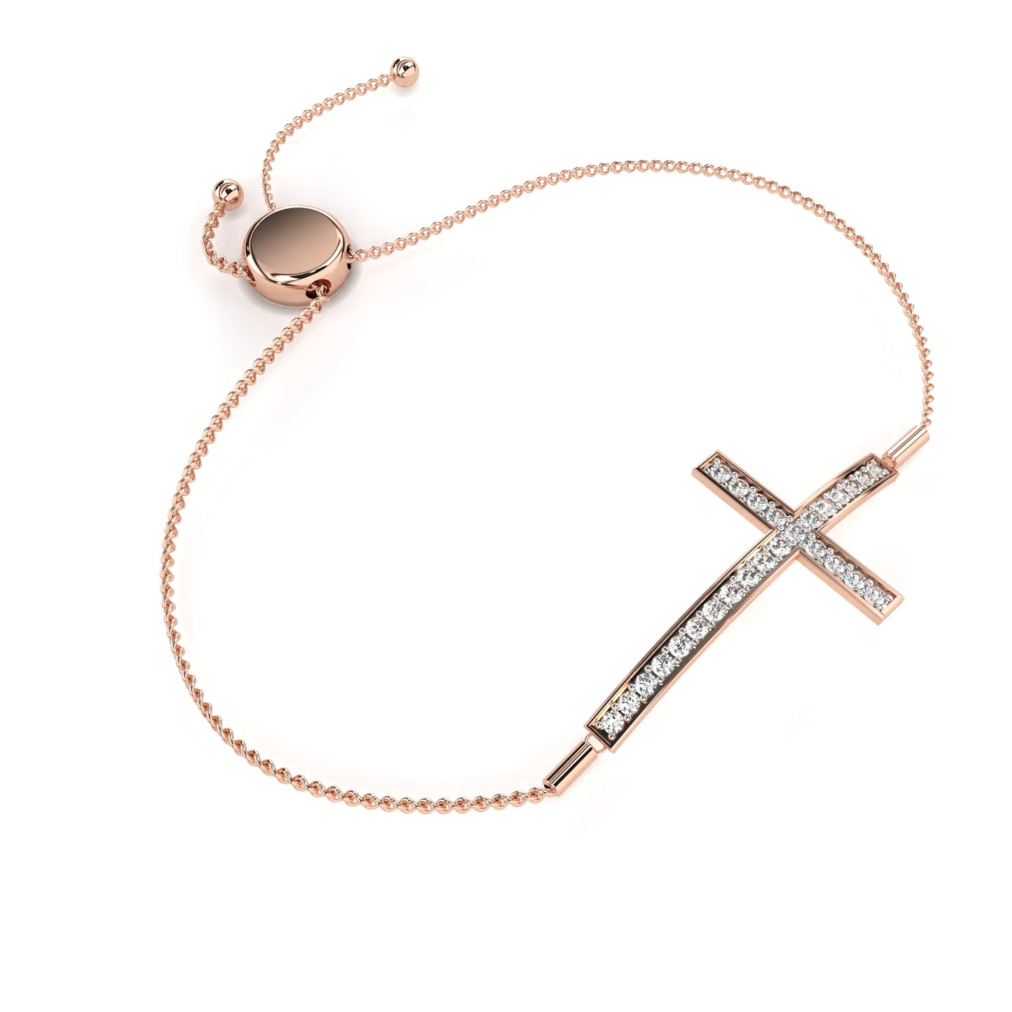 graceful cross lab grown diamond bracelet
