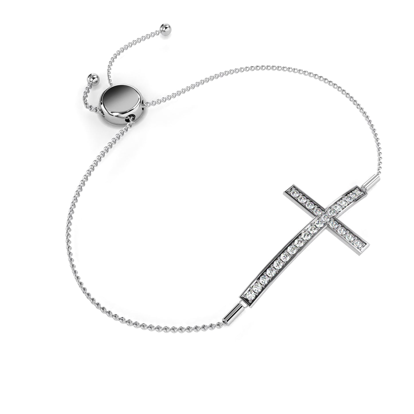 graceful cross lab grown diamond bracelet