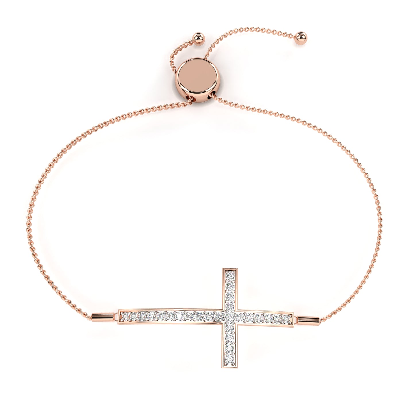 graceful cross lab grown diamond bracelet