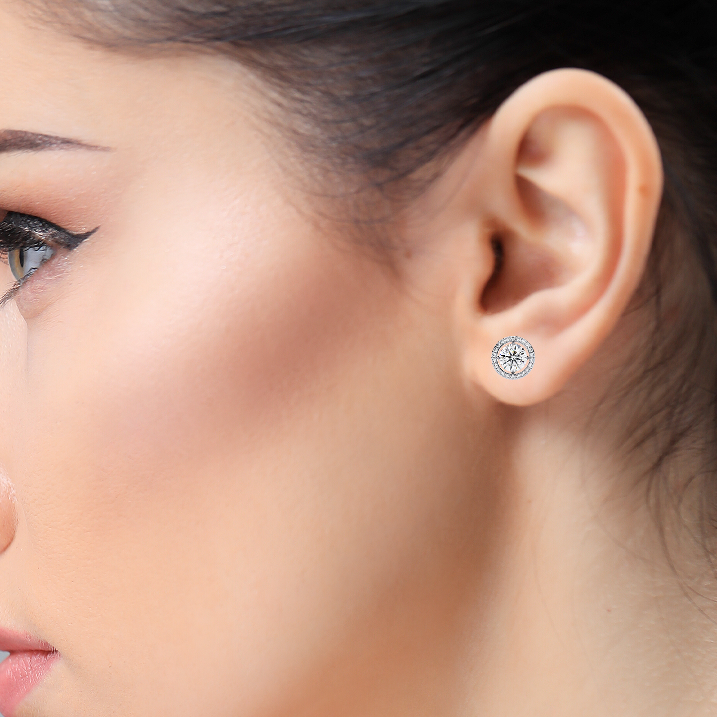 stellar floating halo lab grown diamond studs