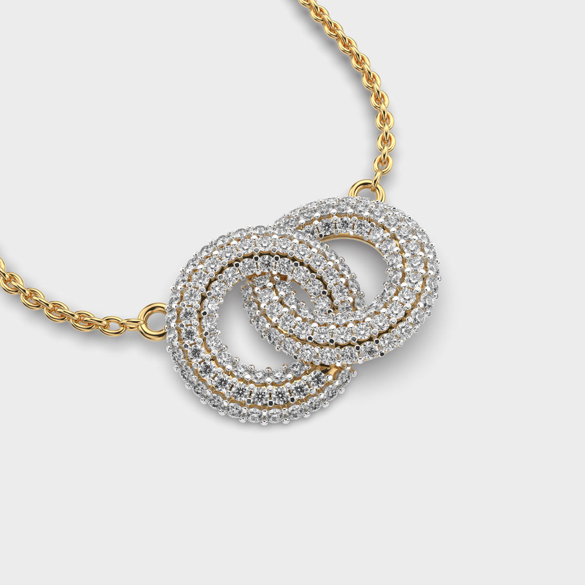 intertwined diamond circles pendant