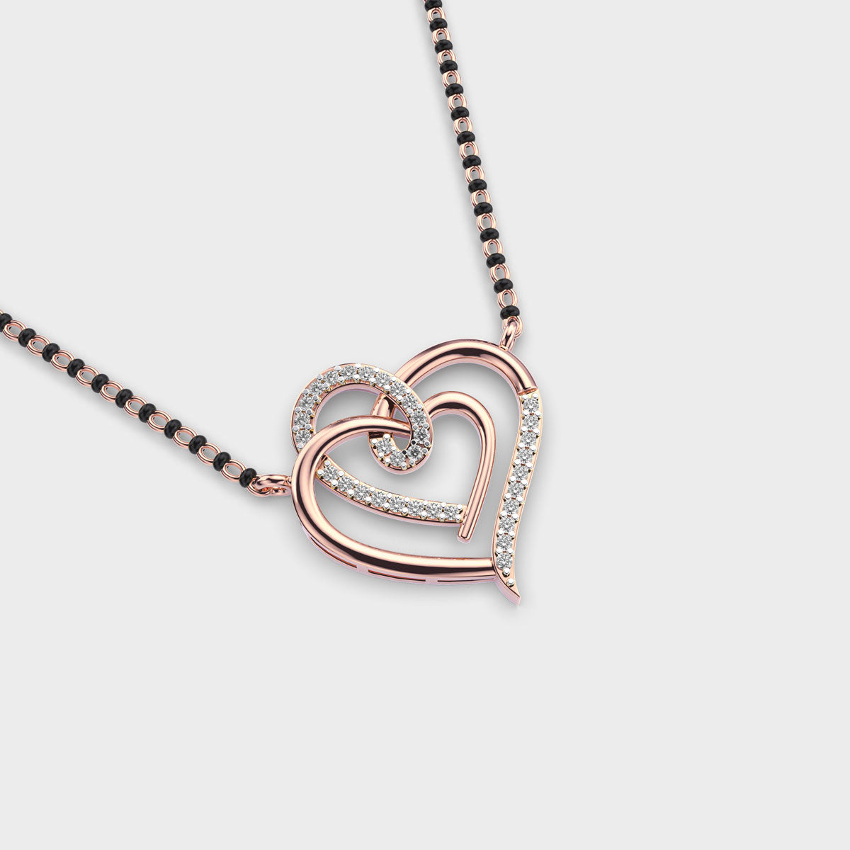 connected hearts diamond mangalsutra (with chain)