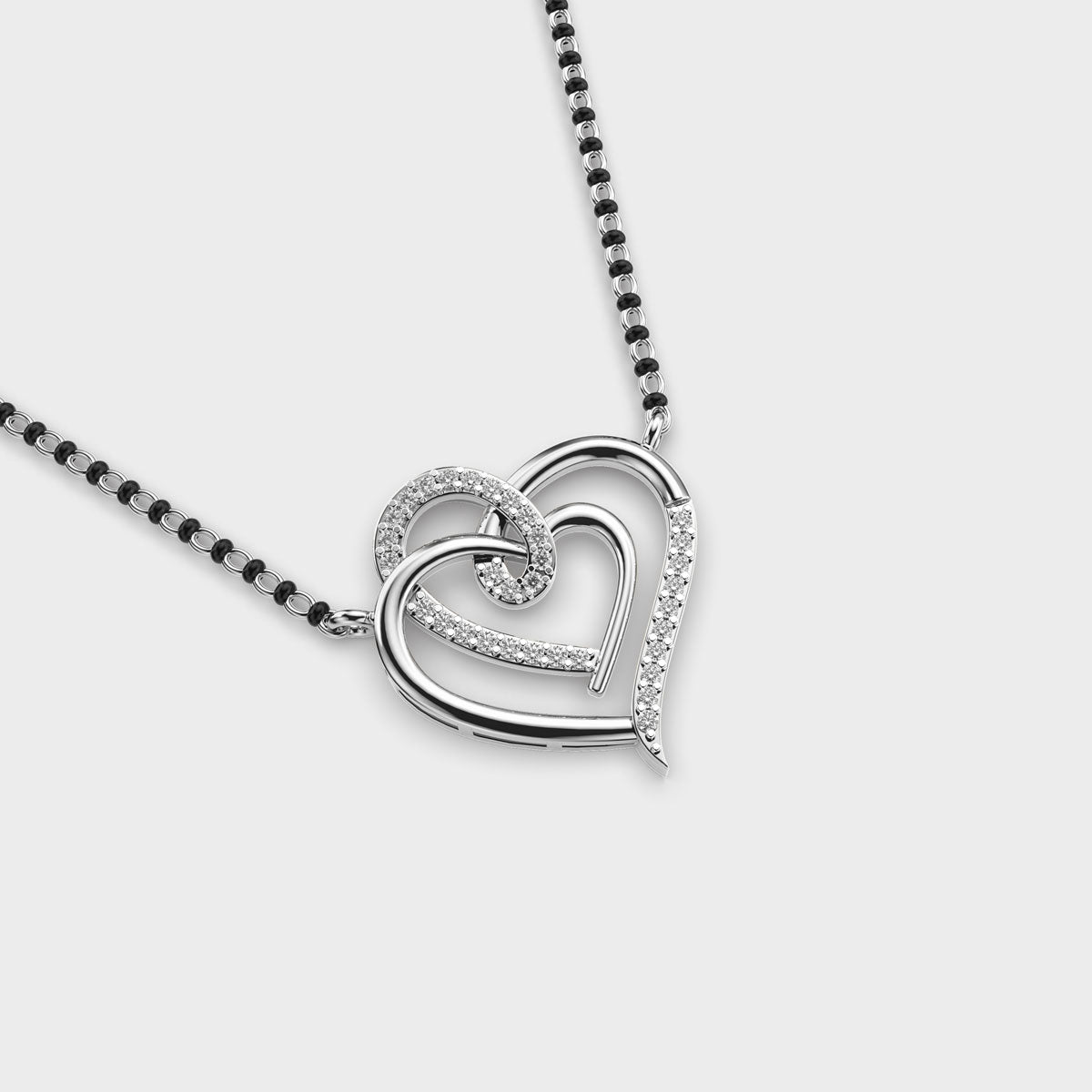 connected hearts diamond mangalsutra (with chain)