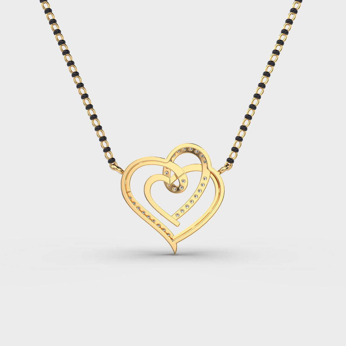 connected hearts diamond mangalsutra (with chain)