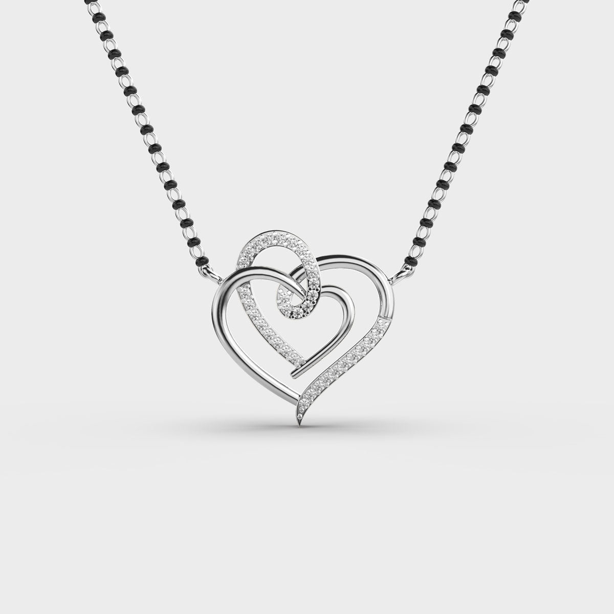 connected hearts diamond mangalsutra (with chain)