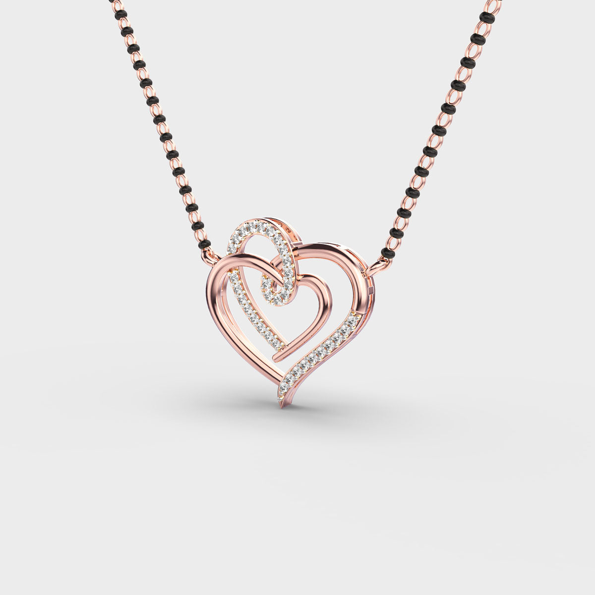 connected hearts diamond mangalsutra (with chain)
