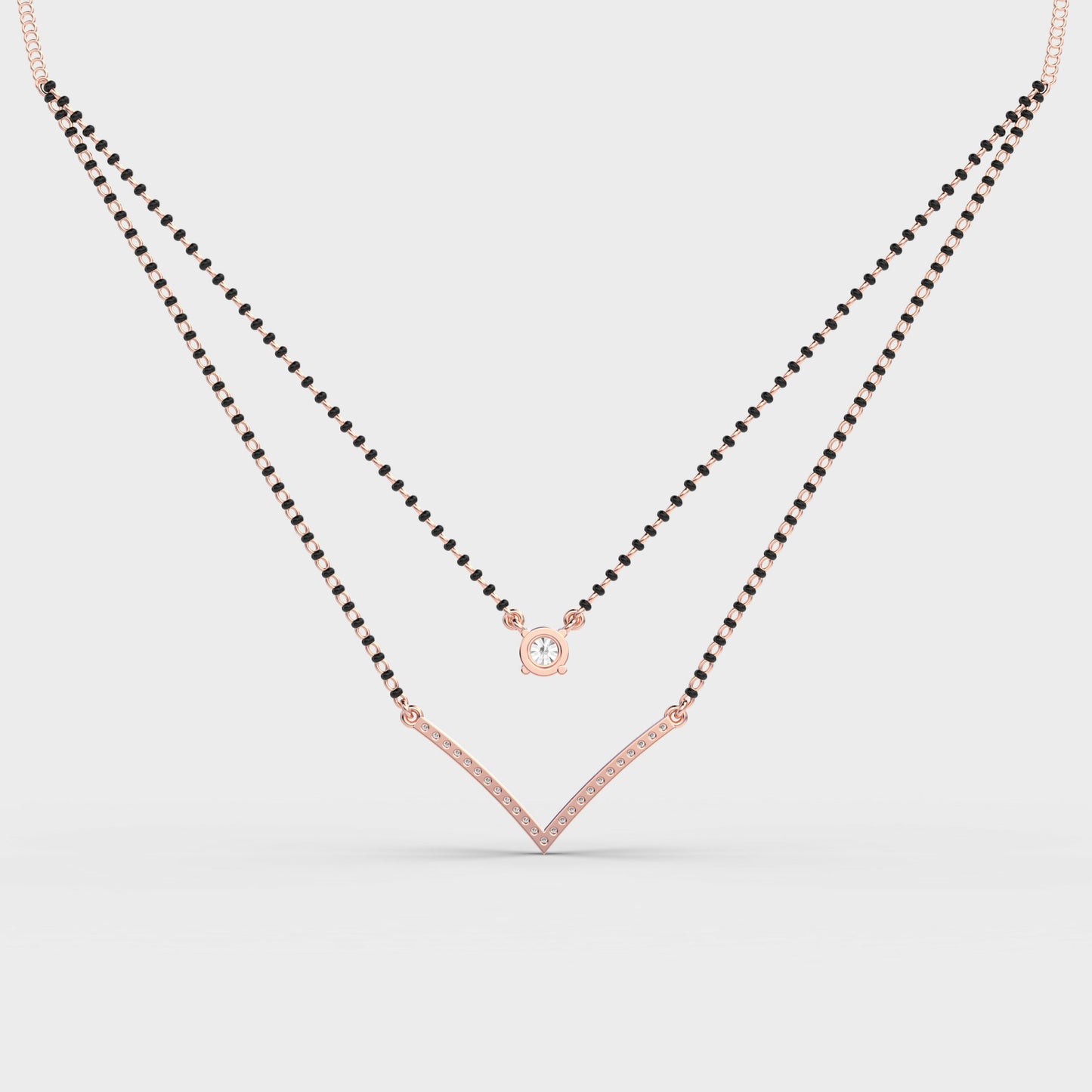 elegant double chain diamond mangalsutra