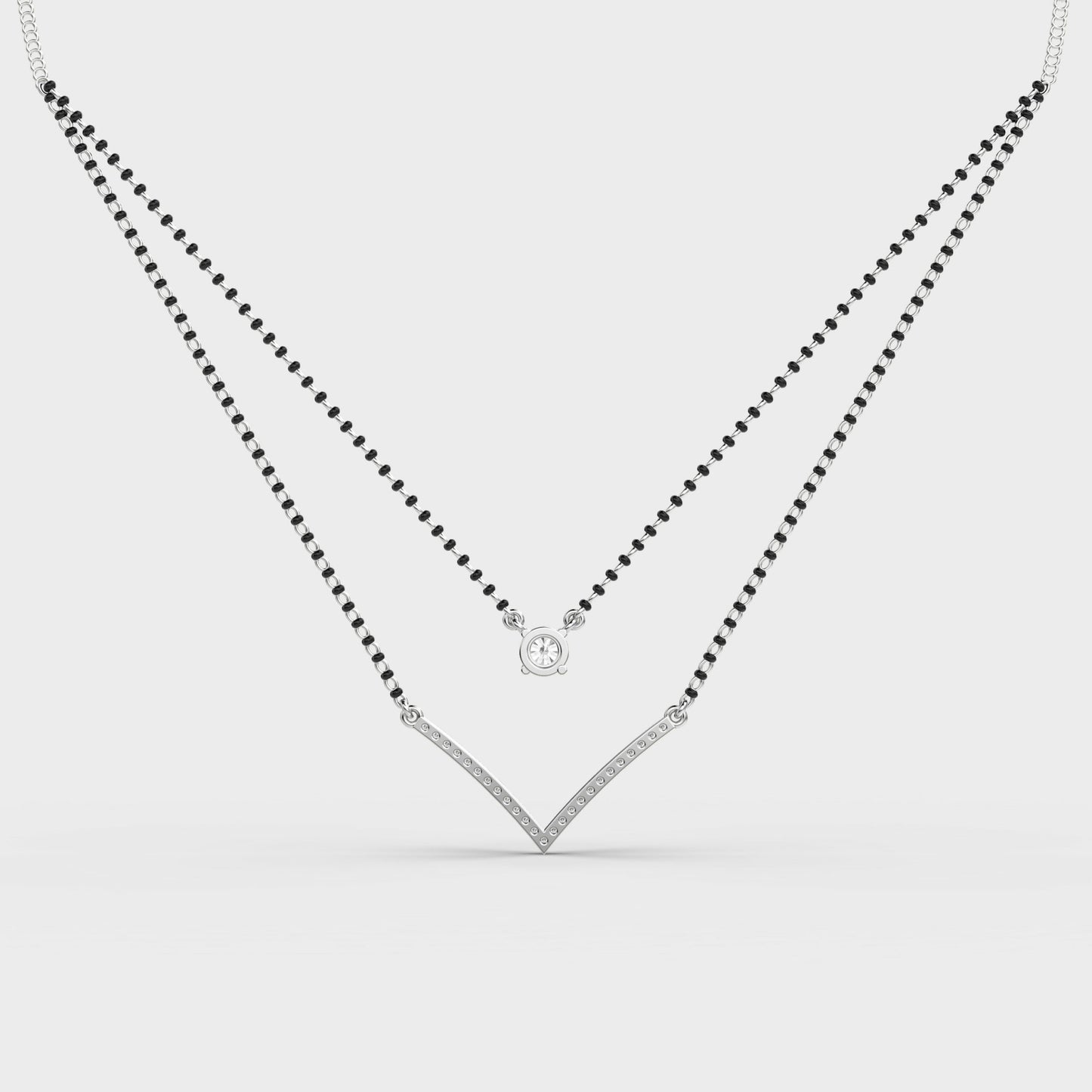 elegant double chain diamond mangalsutra