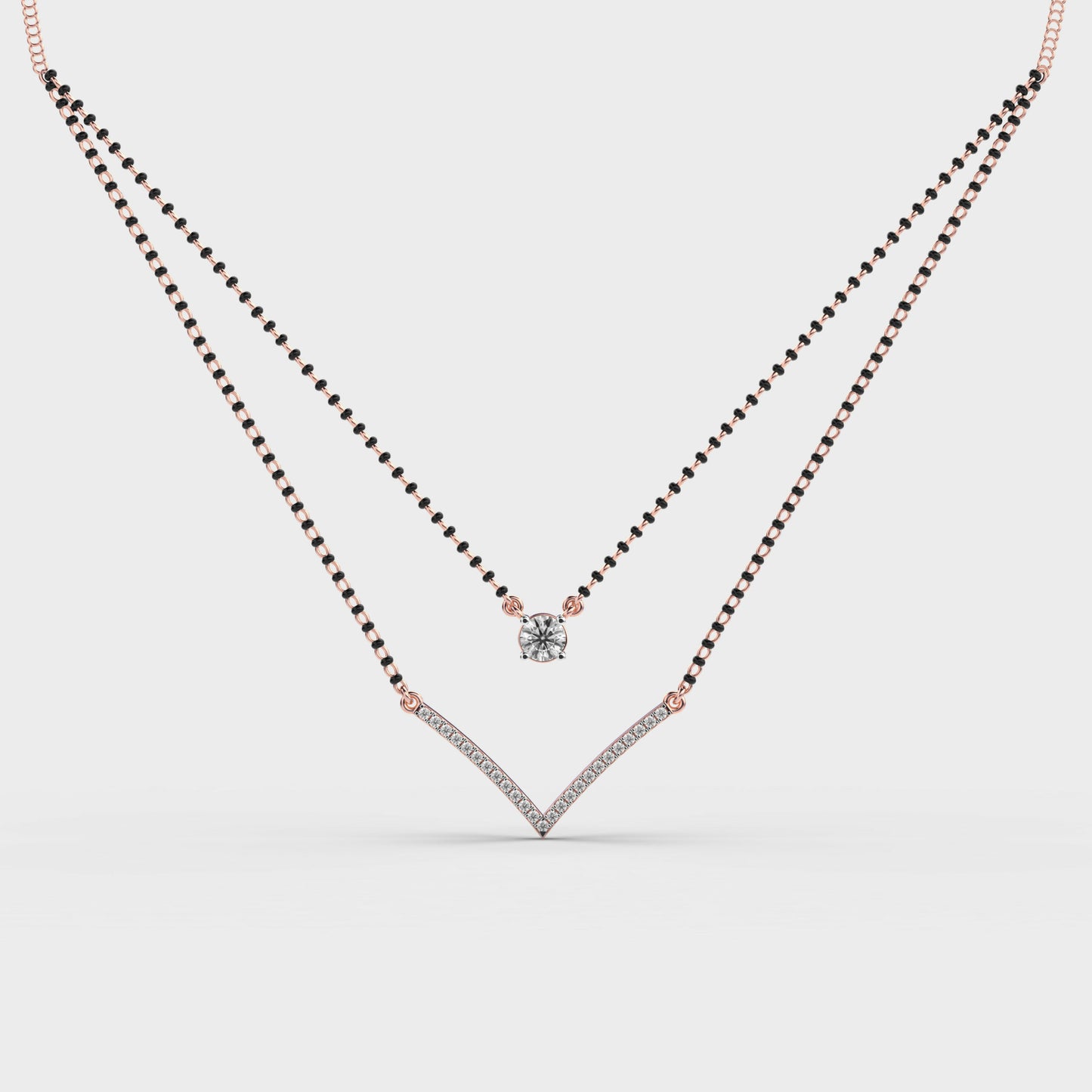 elegant double chain diamond mangalsutra