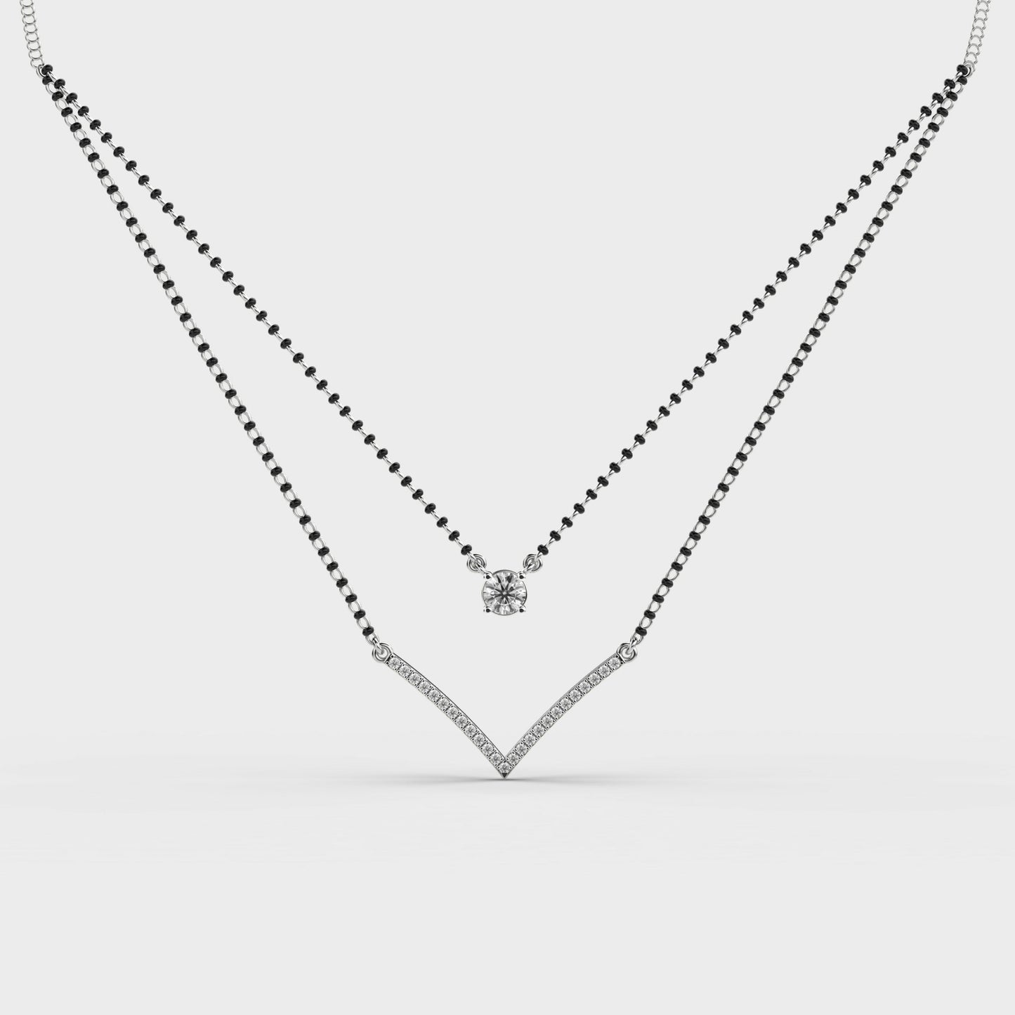 elegant double chain diamond mangalsutra