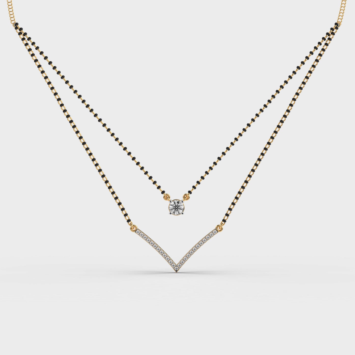 elegant double chain diamond mangalsutra