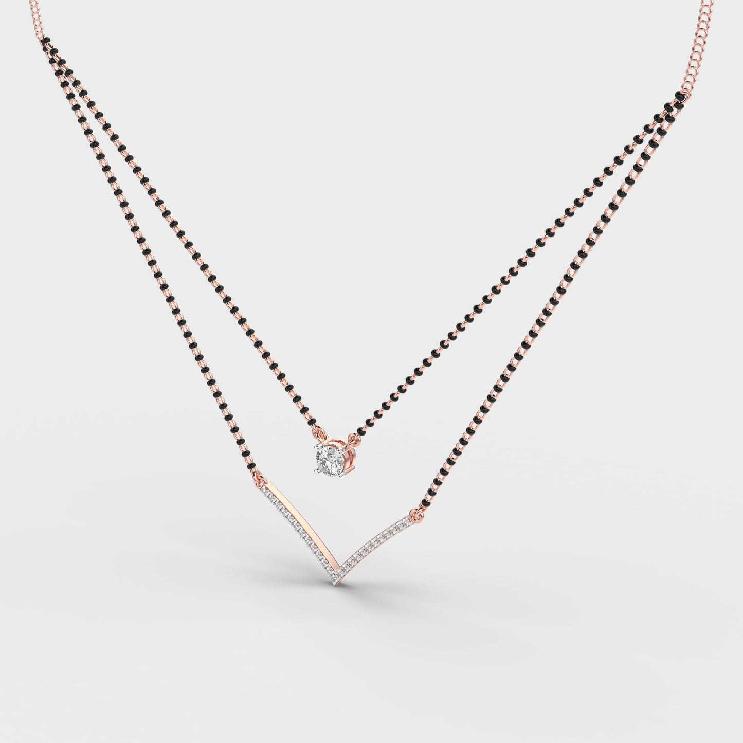 elegant double chain diamond mangalsutra