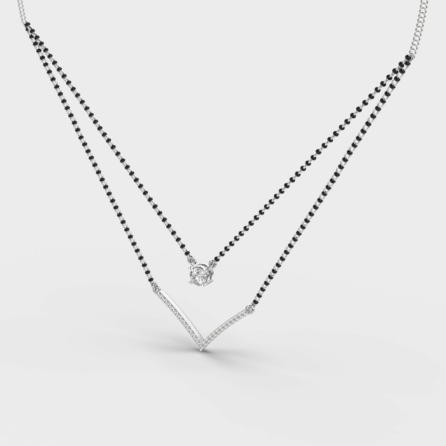 elegant double chain diamond mangalsutra
