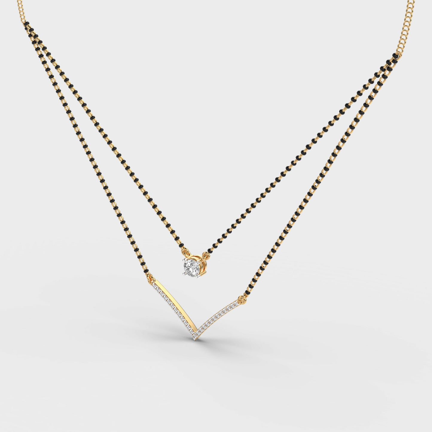 elegant double chain diamond mangalsutra
