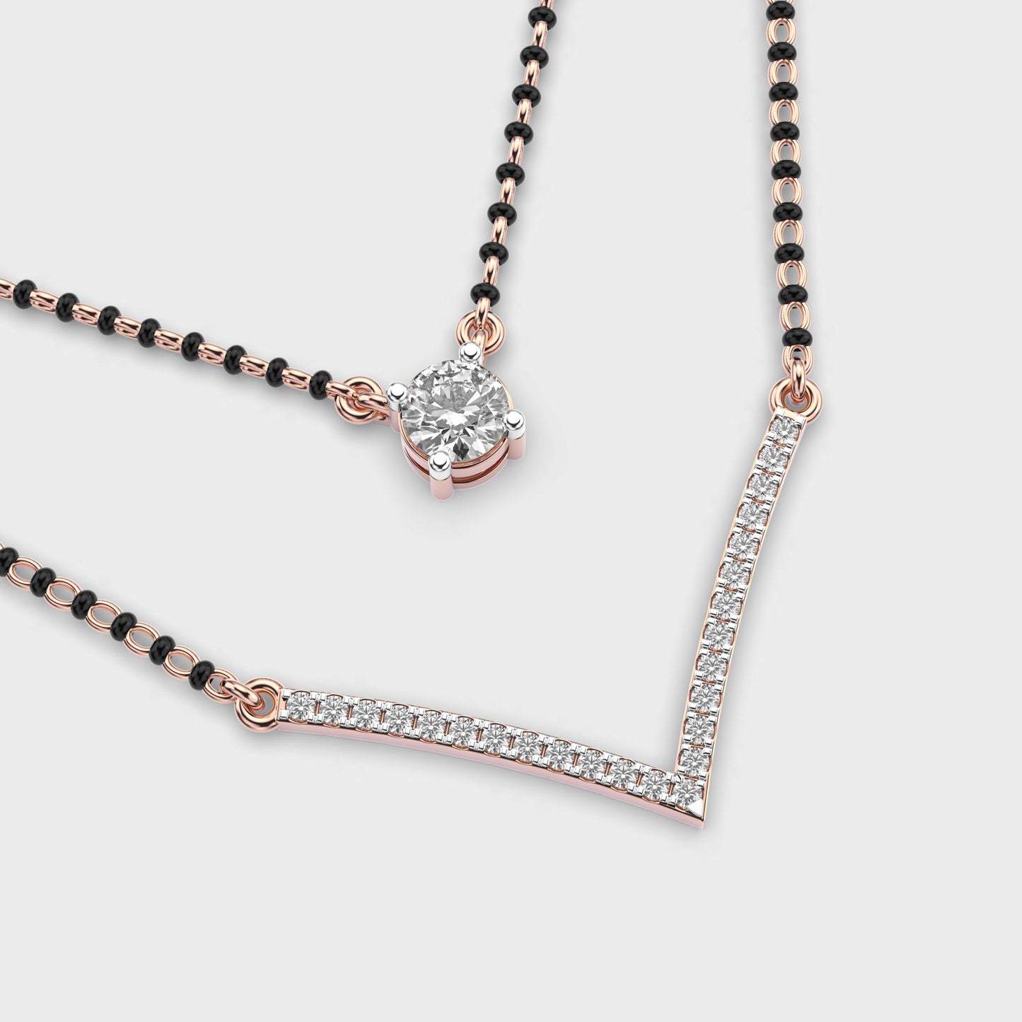 elegant double chain diamond mangalsutra
