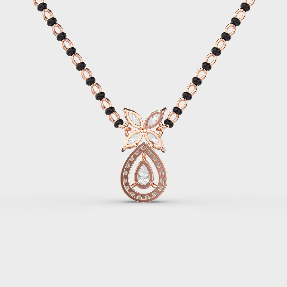dewpetal drop diamond encrusted mangalsutra (with chain)