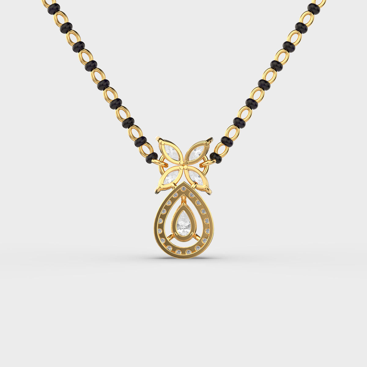 dewpetal drop diamond encrusted mangalsutra (with chain)