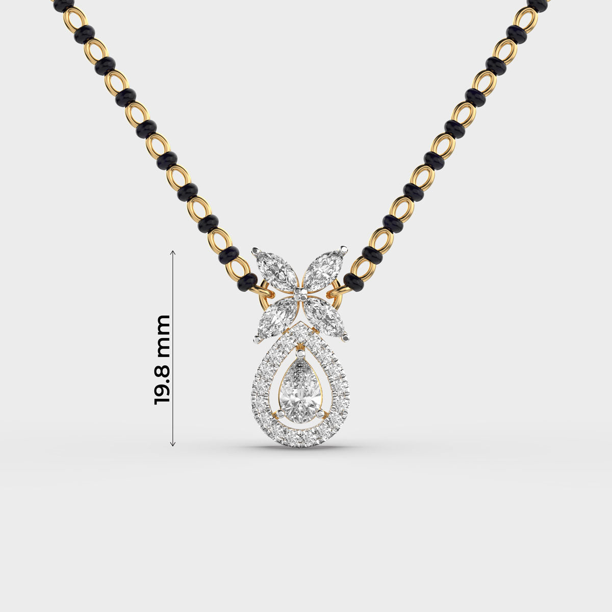 dewpetal drop diamond encrusted mangalsutra (with chain)